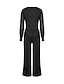 cheap Jumpsuits-Women&#039;s Jumpsuit Solid Color Mesh High Waist Elegant V Neck Wide Leg Party Daily Long Sleeve Slim Black S M L Fall