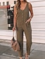 cheap Women&#039;s Jumpsuits-Women&#039;s Jumpsuit Solid Color Casual Daily V Neck Casual Daily Sleeveless Regular Fit Army Green Red S M L Summer