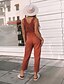 abordables Combinaisons femme-Combinaison-pantalon Femme Couleur unie Décontracté Quotidien Col en V Décontractée du quotidien Sans Manches Standard Vert Véronèse S Eté