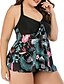 preiswerte Tankini-Damen Bademode Tankini 2 Stück Übergröße Badeanzug Flamingo Rückenfrei Print für große Büsten Grün Schwarz Blau V-Wire Ausschnitt Spaghetti-Shirt Badeanzüge Urlaub Modisch Sexy / Modern / neu