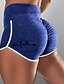 baratos Pants-Mulheres Calção Calças Roupa Esportiva Cintura Média Esportes Relaxantes Curto Micro-Elástica Letra Conforto Azul S / Delgado