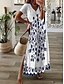 cheap All Sale-Women&#039;s Maxi long Dress Shift Dress Blue White Orange Light Blue Short Sleeve Print Print Deep V Summer Boho 2022 S M L XL XXL