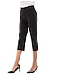 cheap Pants-Women&#039;s Chinos Normal Polyester Plain Black White Fashion Mid Waist Calf-Length Weekend Summer Spring &amp;  Fall