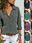 billige Super Sale-Skjorte Bluse Dame Lomme Lapel Collar Helfarge عادي Kontor Daglig Skjortekrage Daglig Grunnleggende S