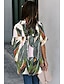 cheap Tops &amp; Blouses-Women&#039;s Blouse Shirt Floral Theme Floral Polka Dot Leaf Shirt Collar Print Casual Streetwear Tops Green Light Brown Orange / 3D Print