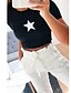 abordables T-shirts-Mujer Graphic Estrella Casual Diario Festivos Manga Corta Camiseta corta Camiseta Escote Redondo Estampado Básico Sensual Tops Delgado Negro Azul Piscina Rosa S
