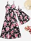 cheap Family Look Sets-Mommy and Me Dresses Causal Floral Tie Dye Leopard Print Blue Black Pink Maxi Sleeveless Daily Matching Outfits / Summer / Sweet