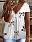 cheap Plus Size Tops-Women&#039;s Plus Size Tops T shirt Floral Graphic Short Sleeve Lace Trims Print Streetwear V Neck Cotton Blend Daily Going out Spring Summer White Gray