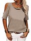 baratos Tops &amp; Blouses-Moda feminina primavera verão moda casual cor sólida fora do ombro camiseta solta de manga curta feminina