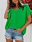 billige T-shirts-Dame T skjorte عادي Svart Hvit Grønn Lapper Kortermet Hjem Avslappet Daglig Hawaiisk Strandstil V-hals Normal