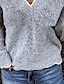 abordables Pulls pour Femme-Un sweatshirt pullover Sauteur Femme Tricoter Tricoté Col V Couleur unie Intérieur du quotidien à la mode basique Manches Longues L&#039;autume L&#039;hiver Vert Gris S M L / Acrylique / Casual / Sortie