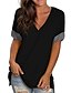 abordables Super Sale-Mujer Blusa Camiseta Escote en V Básico Clásico Color sólido Escote en Pico Primavera Regular Vino Tinto Blanco Negro