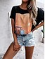 economico T-shirts-Per donna maglietta Pop art Informale Fine settimana Floreale Pittura Manica corta maglietta Rotonda Stampa Essenziale Bianco Nero Viola S