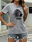 baratos T-shirts-Mulheres Gráfico Letra Casual Para Noite Manga Curta Camiseta Decote Redondo Imprimir Básico Blusas 100% Algodão Verde Branco Preto S