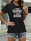 abordables T-shirts-Mujer Casual Noche Camiseta Manga Corta Graphic Letra Escote Redondo Estampado Básico Tops 100% Algodón Verde Trébol Blanco Negro S