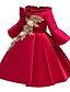 preiswerte Kleider für Mädchen-kinderkleidung Mädchen Kleid Blumen Blume Party Pegeant Schleife Elegant Prinzessin Baumwolle Polyester Kleid mit Blumenstickerei Rosa Rote Grün