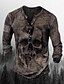 cheap Long Sleeve-Vintage Style Graphic Skull Henley Tee for Men