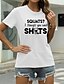 preiswerte T-shirts-Damen Alltag Ausgehen T Shirt Kurzarm Graphic Buchstabe Rundhalsausschnitt Bedruckt Basic Oberteile 100% Baumwolle Grün Weiß Schwarz S