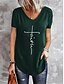 cheap T-Shirts-Women&#039;s T shirt Tee Letter Easter Print Casual Daily Basic Short Sleeve V Neck Black