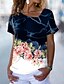 cheap T-Shirts-Women&#039;s T shirt Tee Floral Casual Weekend Floral Painting Short Sleeve T shirt Tee V Neck Print Basic Essential Purple Red Navy Blue S / 3D Print