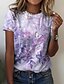 cheap T-Shirts-Women&#039;s T shirt Tee Floral Butterfly Purple Print Short Sleeve Casual Holiday Weekend Basic Round Neck Regular Fit