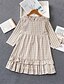 abordables Robes pour Filles-Robe Fille Enfants Robe Trapèze Petit Pied-de-poule Tartan Imprimer Sport &amp; Loisir du quotidien Beige Mi-long Polyester Manches Longues Le style mignon Doux Robes L&#039;autume Printemps Standard 3-12 ans