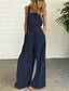 baratos Jumpsuits-Mulheres Calças Macacão Cáqui Azul Marinha Cinzento Moda Cintura Média Final de semana Ioga Comprimento total Micro-Elástica Tecido Conforto S M L XL XXL / Ajuste Largo