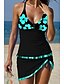 cheap Tankini-Women&#039;s Swimwear Tankini 2 Piece Normal Swimsuit Floral Print High Waisted Black V Wire Padded Bathing Suits Vacation Sexy Sports / Strap / New / Strap