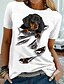 preiswerte T-Shirt-Damen T Shirt Hund 3D Casual Wochenende Weiß Rosa Blau Bedruckt Kurzarm Basic Rundhalsausschnitt Regular Fit