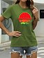 abordables T-shirts-T shirt Tee Femme Casual Sortie Graphic Fruit Manches Courtes Col Rond Imprimer basique Vert Blanche Noir Hauts Standard 100% Coton S