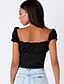 cheap T-Shirts-Women&#039;s Polo Plain Casual Daily Short Sleeve Polo T shirt Tee Square Neck Cold Shoulder Lantern Sleeve Basic Essential White Black Blue S / Off Shoulder