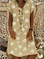 cheap All Sale-Women&#039;s Shift Dress Knee Length Dress Yellow Khaki Green Black Short Sleeve Daisy Floral Print Summer V Neck Hot Casual 2021 S M L XL XXL 3XL 4XL / Plus Size / Plus Size / Loose