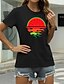 baratos T-shirts-Mulheres Gráfico Fruta Casual Para Noite Manga Curta Camiseta Decote Redondo Imprimir Básico Blusas 100% Algodão Verde Branco Preto S