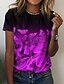 billige T-shirts-Dame T skjorte Gul Rosa Blå Trykt mønster Sommerfugl Avslappet Helg Kortermet Rund hals Grunnleggende Normal Sommerfugl Maling S