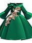 cheap Girls&#039; Dresses-Kids Girls&#039; Dress Floral Flower Party Pegeant Bow Elegant Princess Cotton Polyester Floral Embroidery Dress Pink Red Green