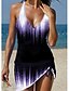 cheap Tankini-Women&#039;s Normal Swimwear Tankini 2 Piece Swim Dress Swimsuit Halter 2 Piece Modest Swimwear Ombre Strap Vacation Beach Wear Bathing Suits