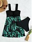 cheap Tankini-Women&#039;s Swimwear Tankini 2 Piece Normal Swimsuit Trees / Leaves Open Back Printing Green Strap Camisole Bathing Suits Vacation Fashion New / Modern / Padded Bras