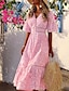 cheap Maxi Dresses-Women&#039;s Sheath Dress Maxi long Dress Blushing Pink White Half Sleeve Solid Color V Neck Hot S M L XL XXL