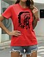 abordables T-shirts-Mujer Graphic Casual Noche Manga Corta Camiseta Escote Redondo Estampado Básico Tops 100% Algodón Verde Trébol Blanco Negro S