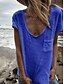 cheap T-Shirts-Women&#039;s T shirt Tee Plain Pocket Casual Weekend Basic Short Sleeve V Neck White