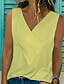 baratos Regatas-Mulheres Blusa Malha Íntima Rosa Amarelo Vinho Frufru Moda Cor Sólida Decote V Básico Tamanho Grande S / Verão