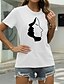 baratos T-shirts-Mulheres Casual Para Noite Camiseta Manga Curta Gráfico Decote Redondo Imprimir Básico Blusas 100% Algodão Verde Branco Preto S