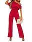 abordables Jumpsuits &amp; Rompers-Combinaison-pantalon Femme Couleur unie Elégant Une Epaule Ample Décontractée du quotidien Manches Courtes Standard Bleu S Printemps