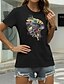 preiswerte T-shirts-Damen Graphic Casual Ausgehen Kurzarm T Shirt Rundhalsausschnitt Bedruckt Basic Oberteile 100% Baumwolle Grün Weiß Schwarz S
