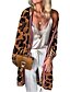 cheap Coats &amp; Trench Coats-Women&#039;s Coat Casual Jacket Spring Summer Outdoor Street Daily Long Coat V Neck Breathable Regular Fit Streetwear Casual Jacket Long Sleeve Pocket Stylish Leopard White Khaki Orange / Print