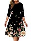 cheap Plus Size Dresses-Women&#039;s Plus Size Floral A Line Dress Print Round Neck 3/4 Length Sleeve Casual Spring Summer Causal Daily Midi Dress Dress