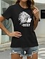 abordables T-shirts-T shirt Tee Femme Casual Sortie Graphic Lettre Manches Courtes Col Rond Imprimer basique Vert Blanche Noir Hauts Standard 100% Coton S