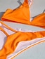 billige Bikini-Dame Badetøj Bikini 2 stk Normal badedragt Ren farve Åben Ryg Snor Grøn Hvid Sort Orange V-strop Badedragter Ferie Mode Sexet / Moderne / nyt / BH med indlæg