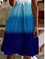 cheap All Sale-Women&#039;s Knee Length Dress A Line Dress Blue Sleeveless Ruffle Patchwork Print Color Gradient V Neck Summer Casual Vacation 2022 S M L XL XXL / 3D Print