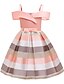 cheap Girls&#039; Dresses-Kids Little Dress Girls&#039; Striped Pleated Bow Blue Pink Knee-length Sleeveless Vintage Dresses Regular Fit